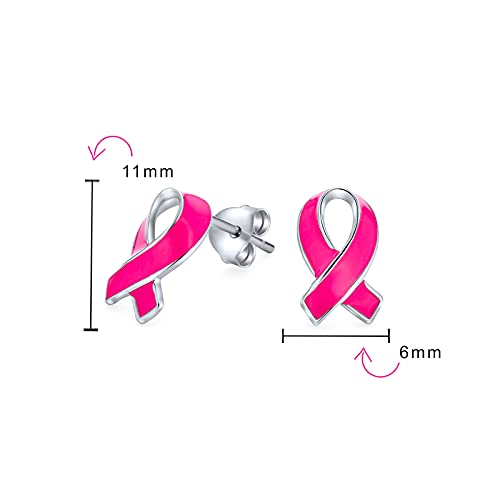 Created Opal Enamel CZ Cubic Zirconia Pink Ribbon For Breast Cancer Awareness Pendant Stud Earrings For Women .925 Sterling Silver October Birthstone4
