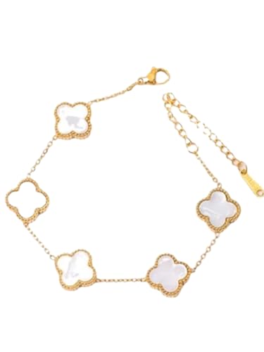 Image of Stylish White Floral Charms Bracelet for Women and Girls