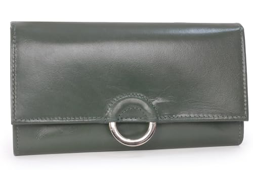 Catwalk Collection Handbags   Cartera Grande de Mujer de Piel   Billetera con 8 Ranuras para Tarjetas y Monedero   Protección RFID   Odette   Verde