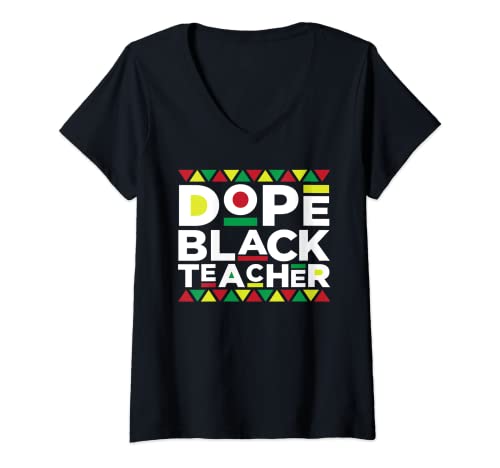 Mujer Docentes docentes negros de la droga Orgullo de historia negra Camiseta Cuello V