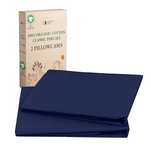 California Design Den 100% Organic Cotton Pillow Cases Standard Size/Queen Size, Set of 2, Soft...