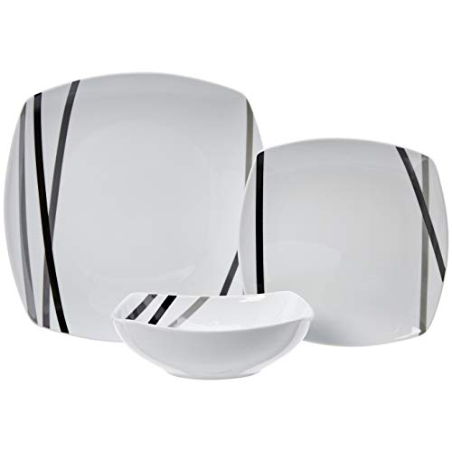 Amazon Basics 160605 18 Piece Kitchen Dinnerware Set - Square Plates, Bowls thumb #3