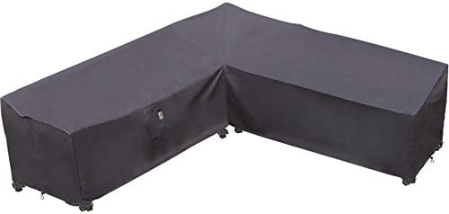 Heavy Duty Outdoor Storm Grey 5-Seater Waterproof 600D Patio Sectional Couch, 85"x85", V-Shaped