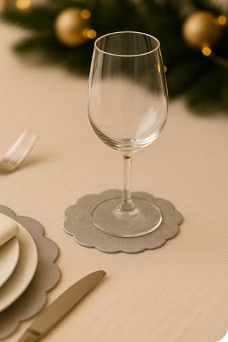 Gef Aura - Made in Italy - Bajoplato 37 cm Posavasos 15 cm - TNT Spunbond 50 g/m² - Certificado OEKO-TEX - Impermeable e hipoalergénico (plata, posavasos Ø 15 cm - 100 unidades)