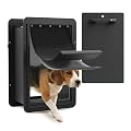 URSPET Large Dog Door for Wall, 3-Flap Insulated, Steel Frame, Black