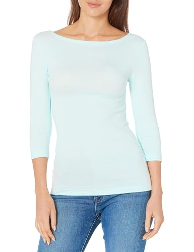 Image of Amazon Essentials Women's Slim-Fit 3 /4 Sleeve Boat Neck Cotton Modal T-Shirt