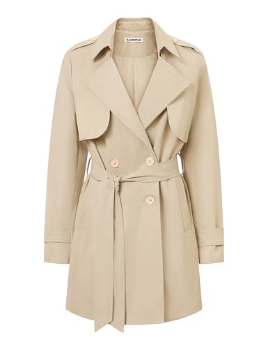 luvamia Women's Trench Coat Womens Fall Jackets 2026 Womens Work Outfits Business Casual Ladies Spring Jacket Women's Fall Jackets Plus Size Trench Coats for Women Beige Size Xx-Large Fits US 20-22