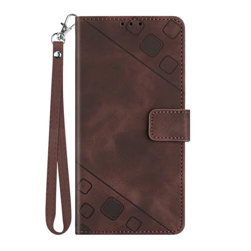 Étui en relief marron pour iPhone 17 portefeuille haut de gamme