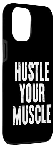 Coque pour iPhone 14 Plus Hustle your Muscle Motivation Gym Fitness Citation Art – vue 3
