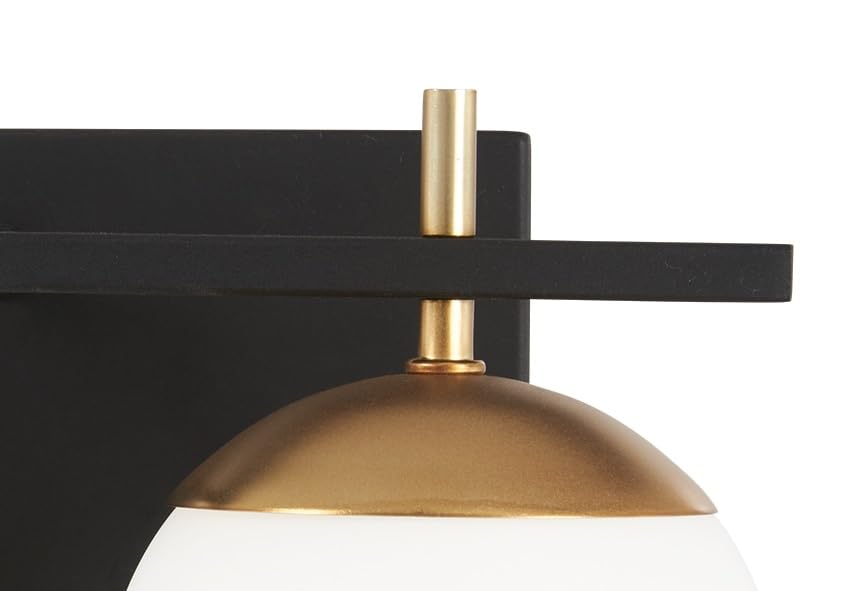 Image of GEORGE KOVACS P1352-618 Alluria Vanity Bath Light, 2-Light, 150 Total Watts, 8.5-in H x 15-in W, Weathered Black with Autumn Gold