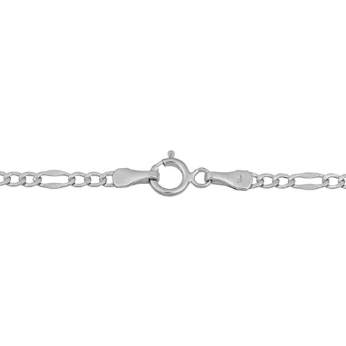Kooljewelry 14k White Gold 2.3 mm Hollow Figaro Link Chain Necklace (7.5 or 9 inch)2