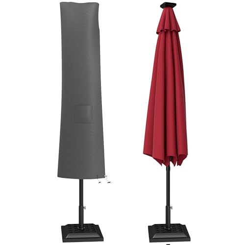 Outsunny Garden Parasol Cover, Waterproof Outdoor Cantilever Banana Umbrella Protector, 300D Oxford Fabric, 240 x 48/70 cm for 3 m Cantilever Parasol, Grey