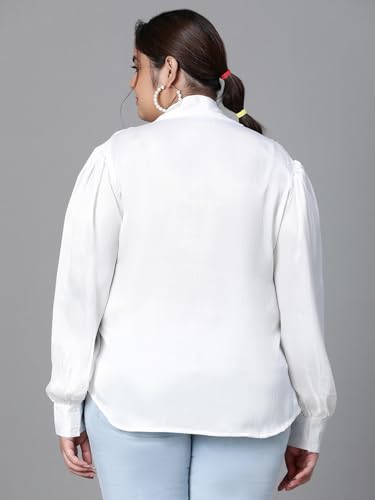 Image of oxolloxo Women Plus Size V-Neck with Tie-Knot Long Sleeve Top