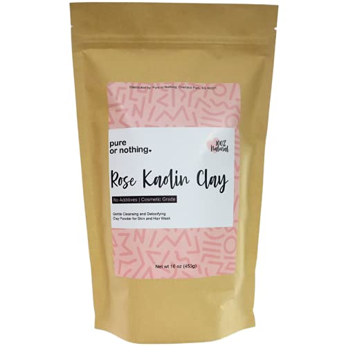 PINK CLAY POWDER 16 oz. | 100% Pure Rose Kaolin Clay Powder | Made in USA for Face Masks, Body and Hair | Natural Colorant for DIY Beauty Products - Soap, Bath Bombs and Makeup | By Pure or Nothing