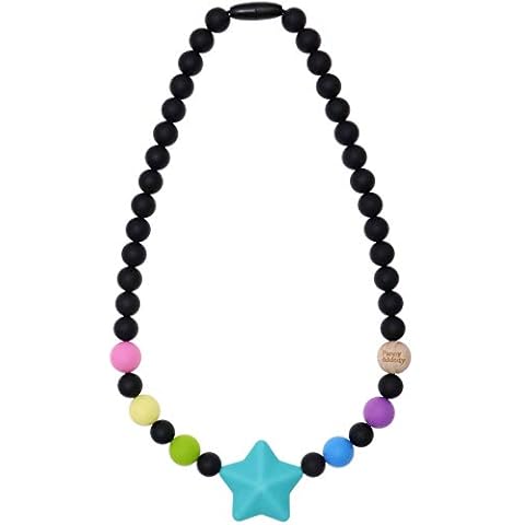 Sensory Necklace for Autistic Children Boys Girls, Silicone Chewable Jewelry Oral Motor Chewies for Kids with Autism, ADHD, Special Needs (Rianbow - Star) Cover