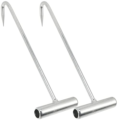 DOITOOL 2PCS Manhole Cover Lifter Stainless Steel Manhole Cover Hook Drain Cover Lifter Manhole Lifting Hooks T Hook Drain Cover Key Manhole Tool for Open Manhole Covers - Manhole Lifters