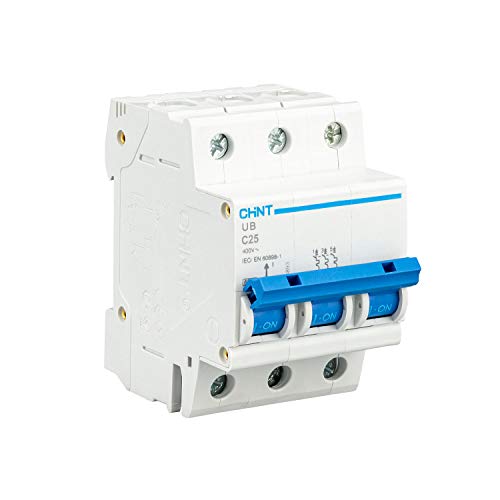 CHINT Interruptor Automatico Magnetotermico Gama UB 1P 3P 4P Domestica Curva C (3 Polo, 25A) Cover