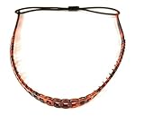 Fashion Accessories Now Brown chain link pattern jelly skinny narrow headband soft stretch hair grip teeth 3/8 inch wide circle link