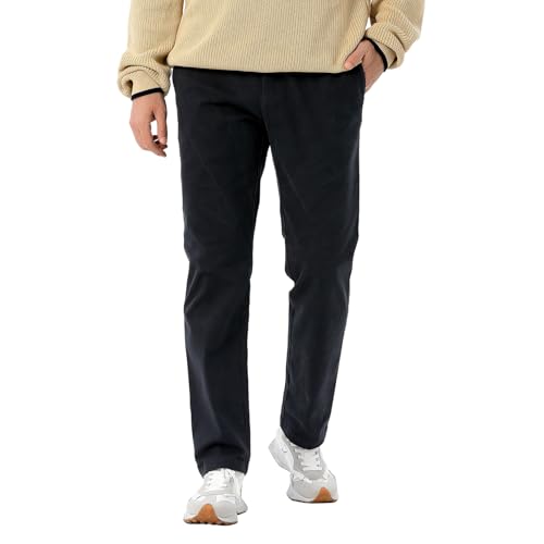 Men's Casual Pants with Thick Fabric Chino Slack Trousers with Pockets Straight Fit Business Stretch Pants