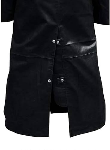 Mens Leather Long Coat Duster Riding Hunting Steampunk Black & Brown Trench Matrix Coat4