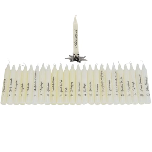 24 Stück Adventskalenderkerzen, Kerzenhalter mit 24 verschiedenen...