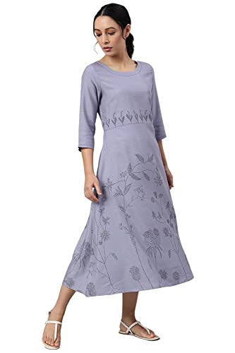 Image of W for Woman Women's Rayon Relaxed Fit Casual Floral Kurta with Kantha Details