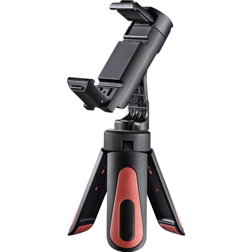 Hama Handy Stativ (Ministativ mit Handyhalterung für Selfies, drehbar und neigbar im Quer- und Hochformat, ideal als Reisestativ, Stativ für Smartphones von 5,8 bis 8,5cm Breite, 1/4 Zoll Schraube)
