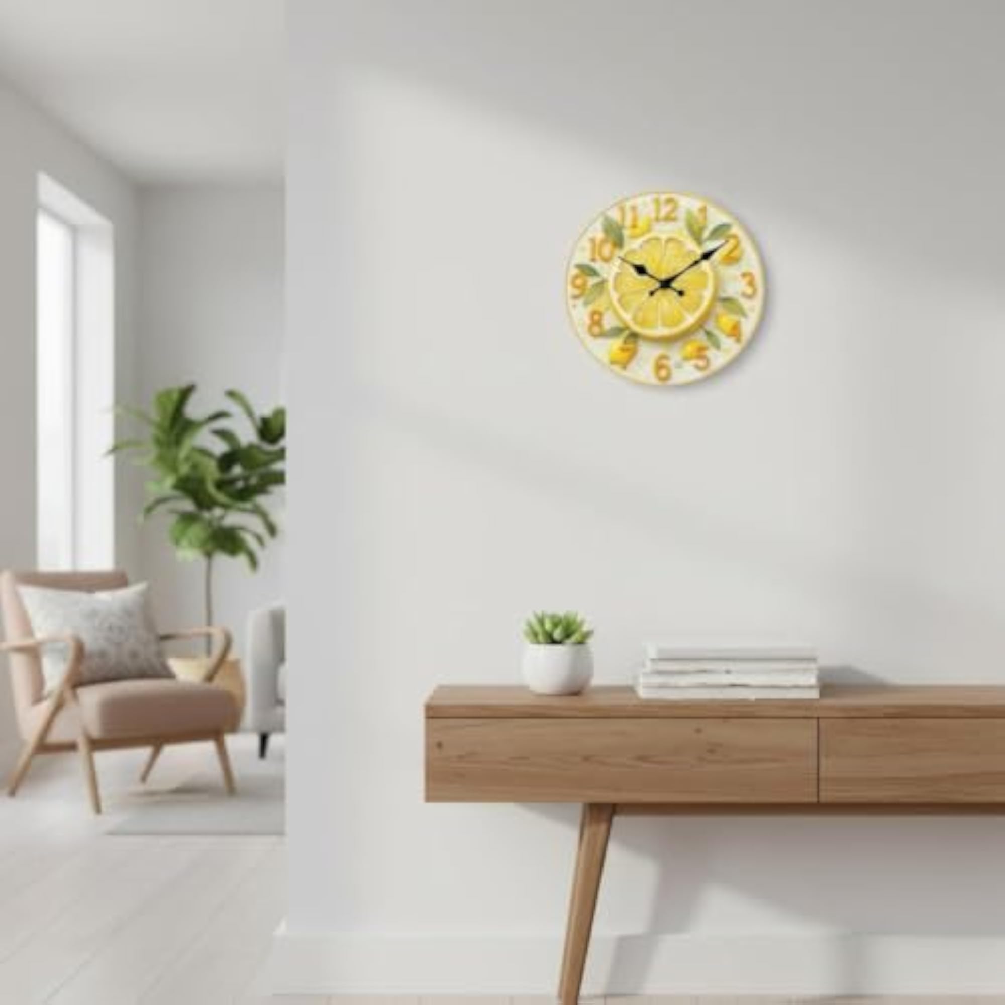 Fruit Themed Clock Quiet Mechanism Round Decorative Clock