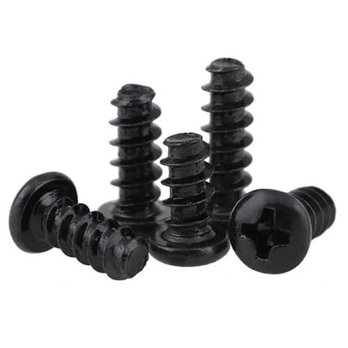 30pcs M4 Phillips Round Head Flat Tail Self-Tapping Screw Pan Heads Cross Bolt Black Carbon Steel Bolts 6mm-30mm Length - (Dimensions: M4x18mm)
