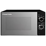 Russell Hobbs 20 Litre 800W Black Solo Manual Microwave with Mirrored Door, 5 Power Levels, Integrated Timer and Defrost Function, Easy Clean RHM2027B