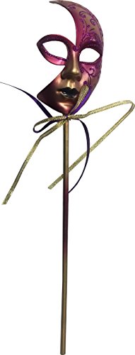 Adult's Mini Purple Zerbino Mask Venetian Festival Wand Costume Accessory