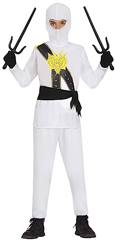 FIESTAS GUIRCA Déguisement de guerrier ninja blanc pour garçon - Déguisement de karaté pour enfant 5-6 ans