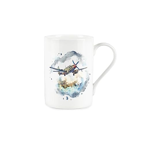 Purely Home WW2 Planes Mug - Fighter Planes Ascending Scene - Bone China White Mug Coffee/Tea Present Gift