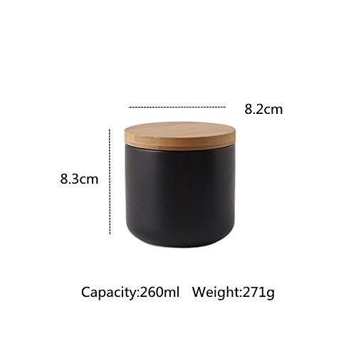 OnePine Vorratsdosen Keramik mit Bambusdeckel Vorratsdose Kaffeedose Teedose - 260ml/9 oz Keramik Aufbewahrungsdosen für Tee Kaffee Bohne Zucker Gewürz Nüsse Korn