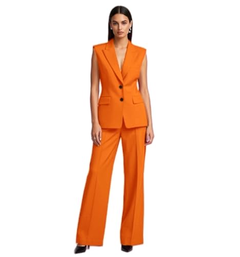 Womens 2 Pcs Outfits Vest and Pants Sleeveless Blazer Tuxedos Set Business Wedding Work