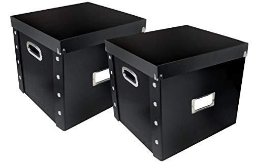 Image of Snap-N-Store Vinyl Record Storage Box, 12 In, 2-Pack, Holds 75 Albums