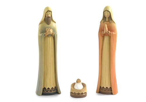 PABEN Natividad Sagrada Familia de resina, 30 cm, efecto madera, estilo Belén, 3 piezas
