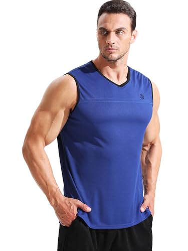 Image of NELEUS Men's 3 Pack Running Tank Tops V Neck Sleeveless Athletic Shirts,5122,Black /Grey /Blue,2XL