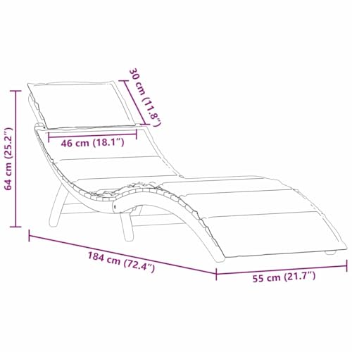 Transat avec coussin de jardin rectangulaire en bois massif vidaXL - 4