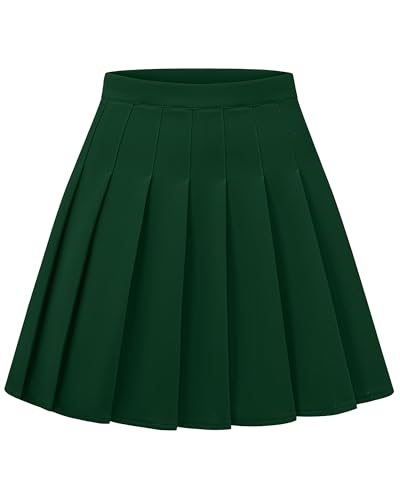 Image of Pleated Skirts for Women, High-Waisted A-Line Mini Tennis Skater Skirt | Easy pull-on elastic waist, Clean solid color, School uniform outfits, Cheerleader outfits, Everyday campus wear