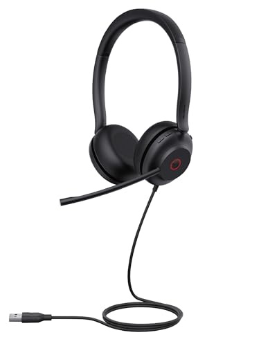 Yealink UH35 Professional USB Headset, Dual Wired Headset with Noise Cancelling Microphone, Call and Music Mode, Lightweight Comfort Design, Stereo, T