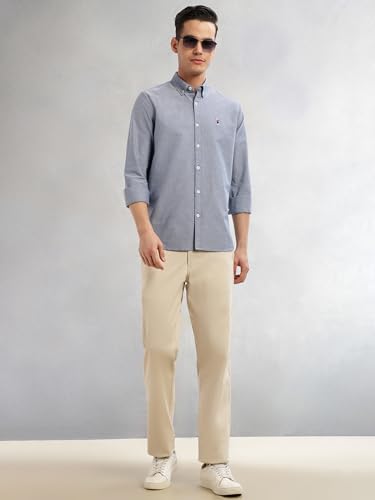 Image of Thomas Scott Men's Cricket Club Collection Classic Regular Fit Twill Shirt | 100% Cotton Long Sleeve Solid Shirt with Button Down Collar (Available in Plus Size)