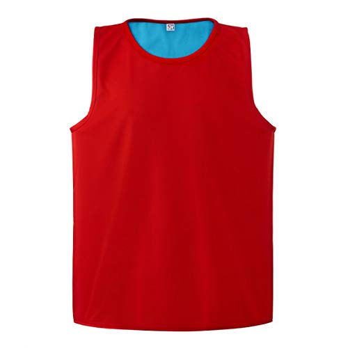 Chasuble reversible rugby rouge et bleu en polyester taille S Visiodirect