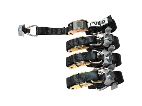 Flatline Van Co Adventure Van 1" Cam Straps with L-Track Anchors | 680-Pound Weight Rating | Heavy-Duty Nylon Design | Each Strap Measures 96" in Length | 4 Straps Included | 8 Sewn-In L-Track Anchors