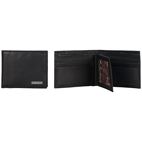 Ben Sherman Men's Manchester Bifold Full-Grain Leather RFID Minimalist Gift Box, Black Nappa Passcase, Slim Wallet Ben Sherman Men's Manchester Bifold Full-Grain Leather RFID Minimalist Gift Box, Black Nappa Passcase, Slim Wallet