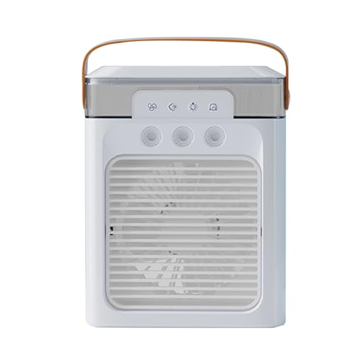 Ventilador de aire acondicionado portátil,Ventilador de aire acondicionado mini - Mini ventilador de CA con nebulización recargable por USB con 3 modos de pulverización y temporizador | Ventilador de