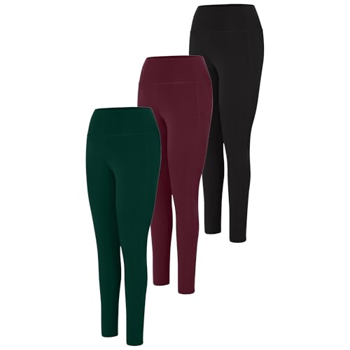 Hanes Womens Leggings 3-Pack Cool DRI Womens Leggings with Pockets Comfortable Leggings Moisture Wicking
