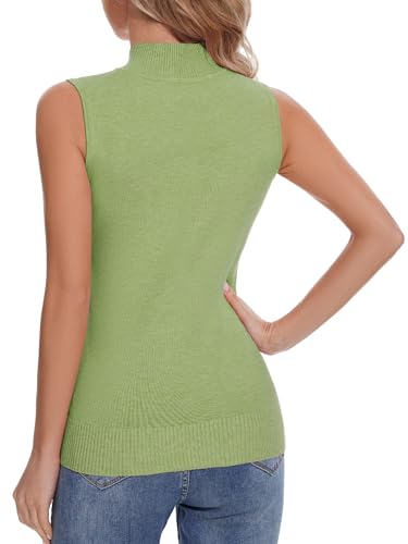 Image of Sleeveless Mock Neck Tops for Women Soft Slim Fit Knit Vest Tops