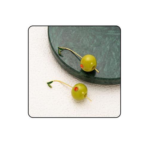 Olive Earrings for Women, Green Oval Dangle Earrings with Gold Leaf Design, Unique Statement Drop Earrings Fashion Lightweight Trendy Y2K Jewelry Gift (Olive)
