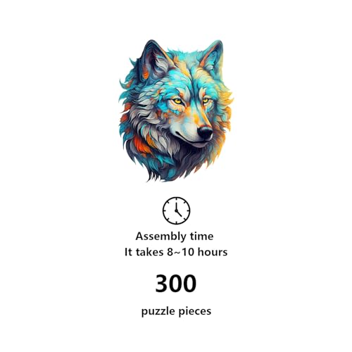 Cxjie XCX-TUSR31 Wooden Jigsaw Puzzles For Adults, L- 300Pcs, Wolf thumb #4